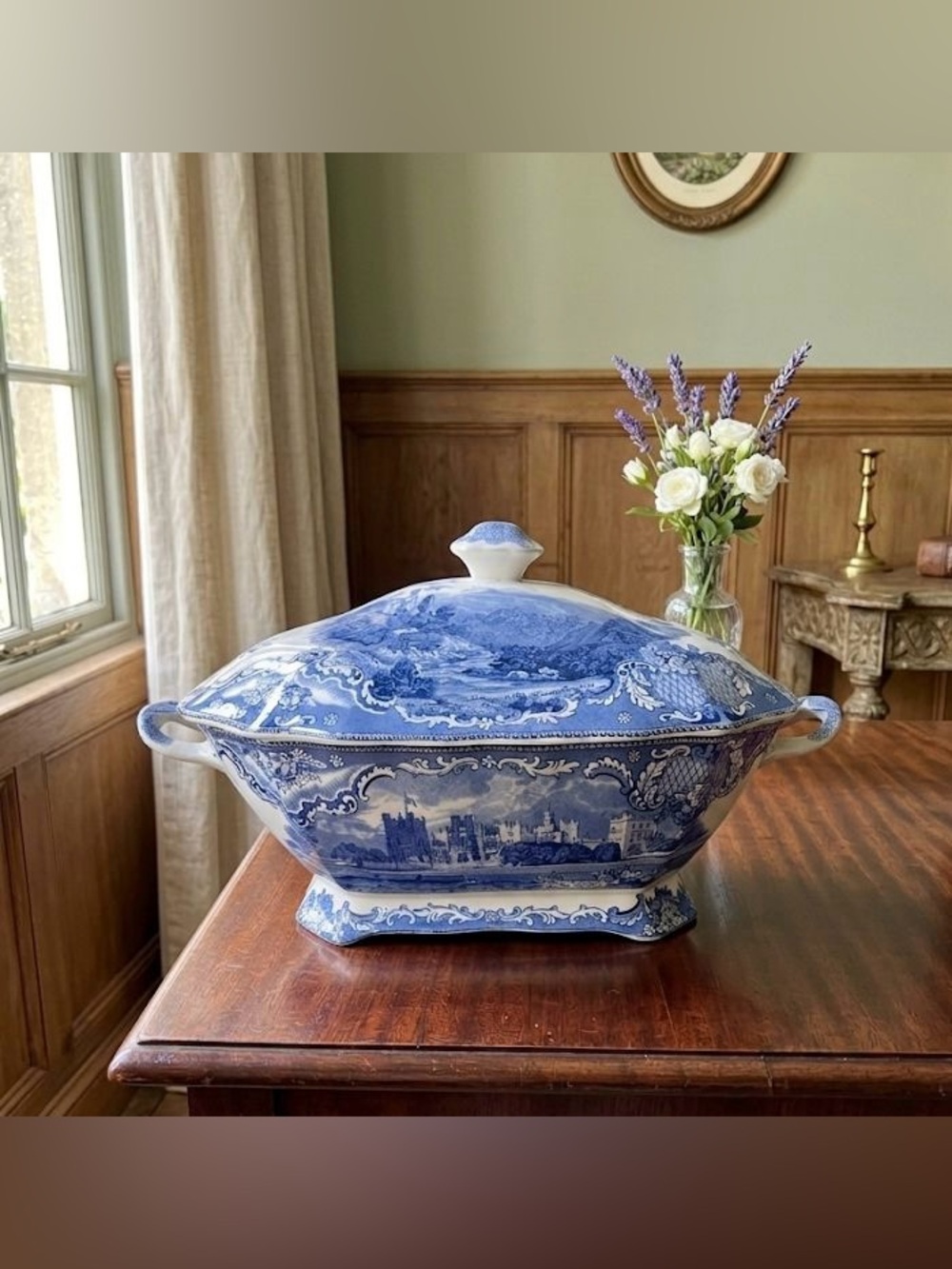 Vintage Johnson Bros "Old Britain Castles" Blue Ironstone Tureen Set- England